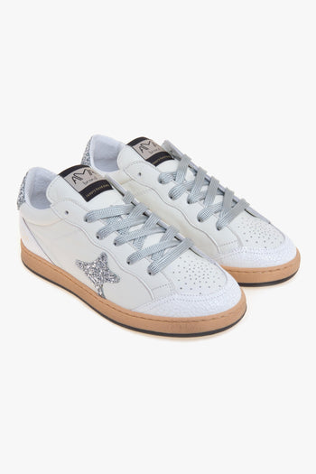 Sneaker modello Sun in pelle con logo e talloncino in glitter argento - 2