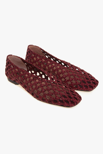 Ballerina in pelle intrecciata BORDEAUX - 2