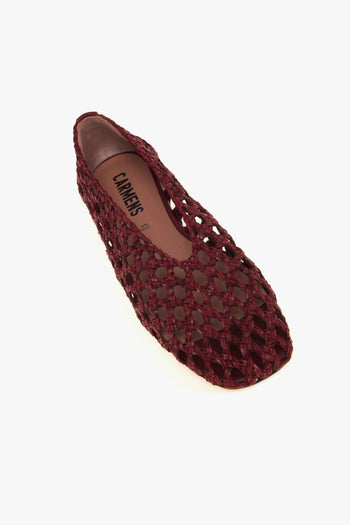 Ballerina in pelle intrecciata BORDEAUX - 4