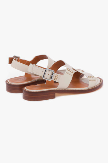 Sandalo in pelle con t-bar e fondo cuoio - 3