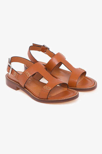 Sandalo in pelle con t-bar e fondo cuoio - 2