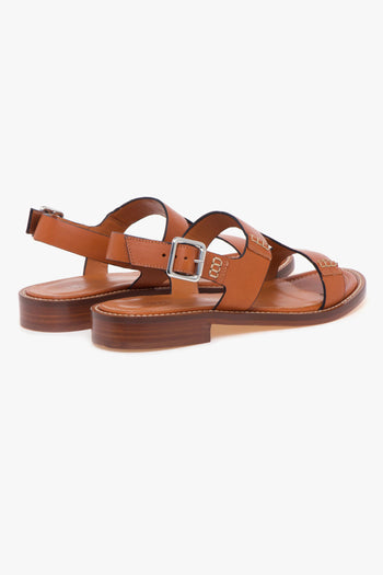 Sandalo in pelle con t-bar e fondo cuoio - 3