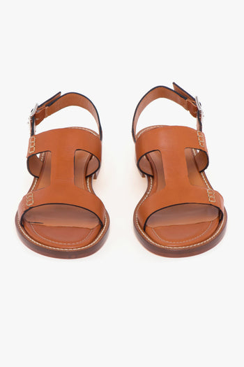 Sandalo in pelle con t-bar e fondo cuoio - 5