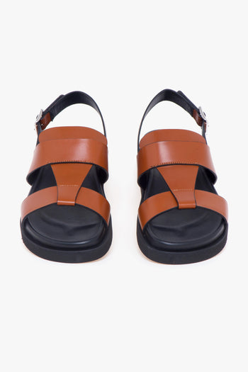 Sandalo basso in pelle a taglio vivo con T-bar e fussbet - 5