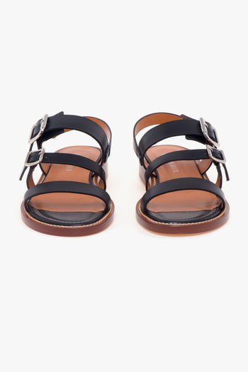 Sandalo basso in pelle con cinturini regolabili e fondo cuoio - 5