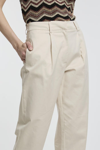 Pantalone dritto in cotone con pinces - 5