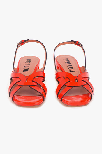 Sandalo in pelle verniciata con tacco 50 mm - 5