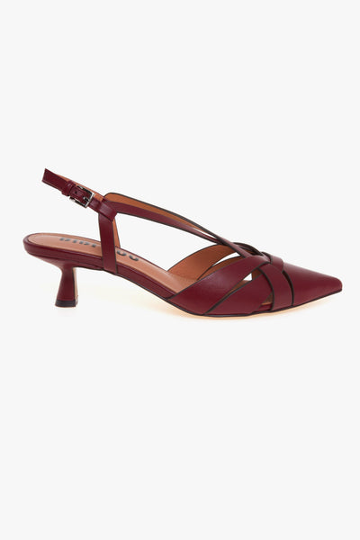 Slingback in pelle con tacco 55 mm