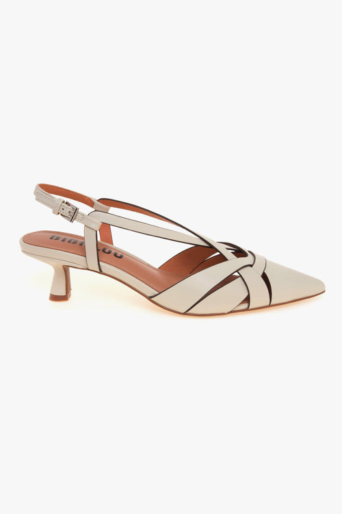 Slingback in pelle con tacco 55 mm