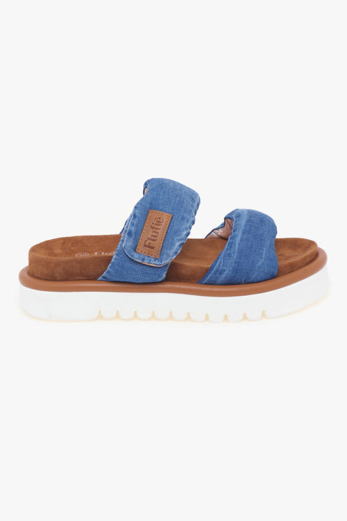 Slipper Flufiè con doppia fascia effetto denim e suola in EVA