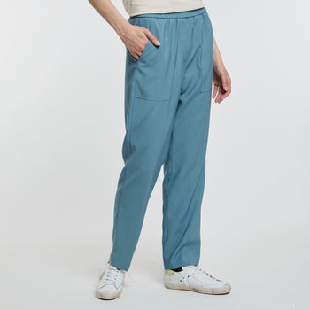 Pantalone in viscosa con elastico in vita - 7