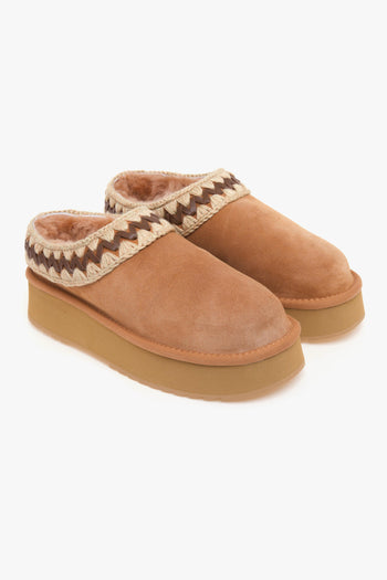 Platform clog in camoscio con ricamo - 2