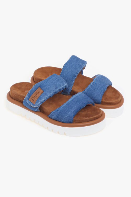 Slipper Flufiè con doppia fascia effetto denim e suola in EVA - 2