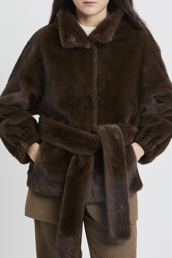 Ecopelliccia corta con cintura removibile - 2