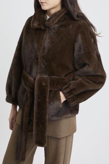 Ecopelliccia corta con cintura removibile - 3