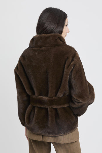 Ecopelliccia corta con cintura removibile - 4
