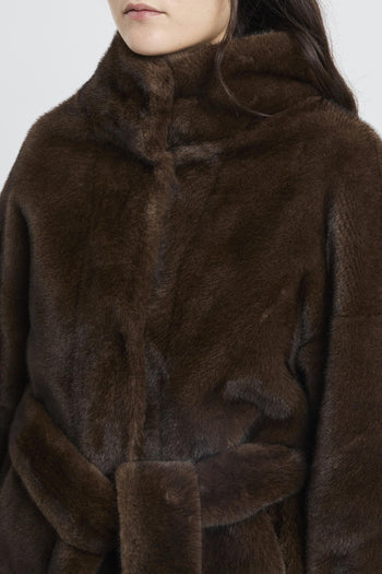 Ecopelliccia corta con cintura removibile - 6