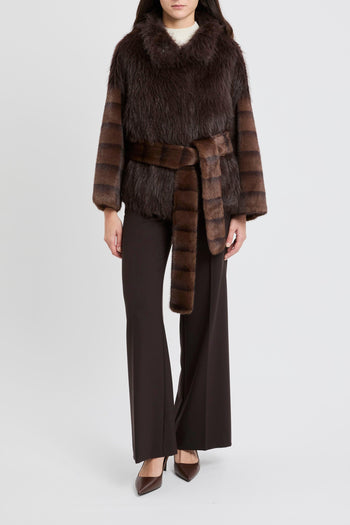 Ecopelliccia corta con cintura removibile - 2