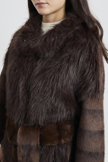 Ecopelliccia corta con cintura removibile - 4