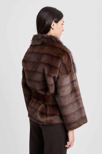 Ecopelliccia corta con cintura removibile - 5