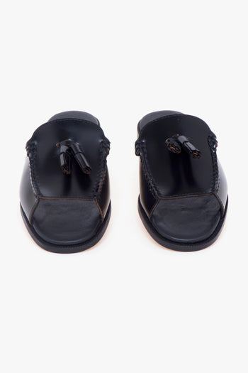 Ciabatta/sandalo flat Will in pelle spazzolata con nappine - 5