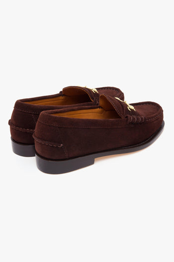 Mocassino Joe Modena in camoscio con morsetto in metallo e suola in cuoio - 3