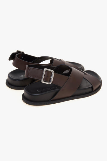 Sandalo flat in pelle a taglio vivo con fussbett e fasce incrociate - 3