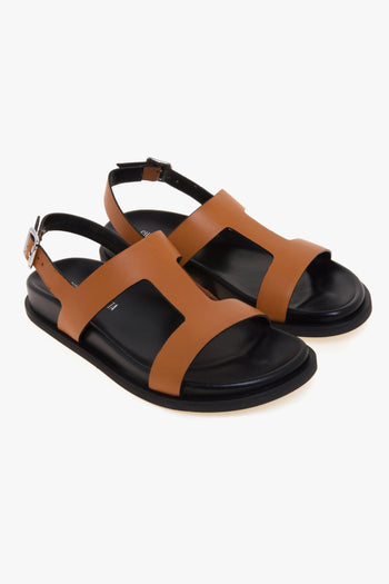 Sandalo flat in pelle a taglio vivo con fussbett e doppia fascia - 2