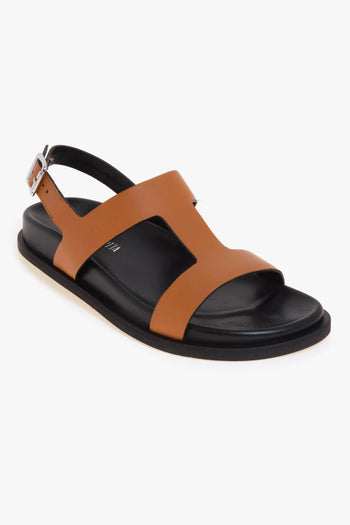 Sandalo flat in pelle a taglio vivo con fussbett e doppia fascia - 4