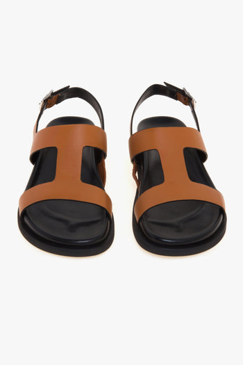 Sandalo flat in pelle a taglio vivo con fussbett e doppia fascia - 5
