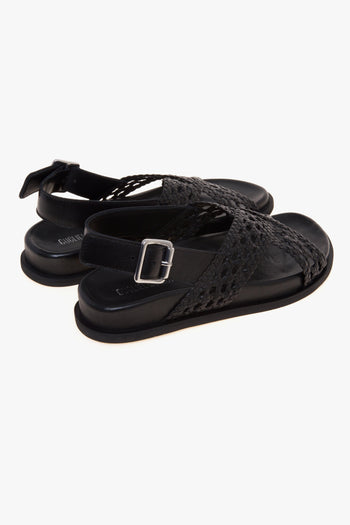 Sandalo flat in pelle intrecciata con fussbett - 3