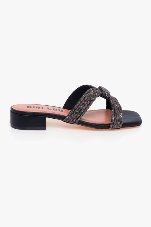 Ciabatta in pelle con strass