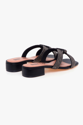 Ciabatta in pelle con strass - 3