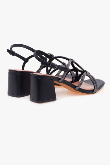 Sandalo in pelle con strass - 3