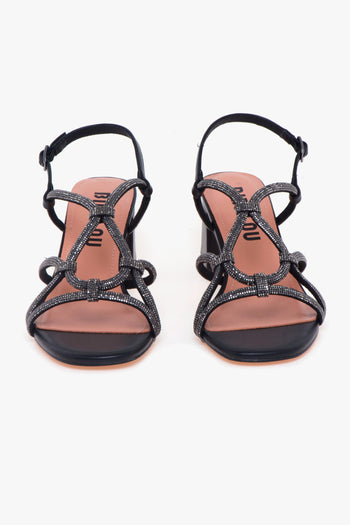 Sandalo in pelle con strass - 5