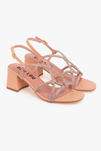 Sandalo in pelle con strass - 2