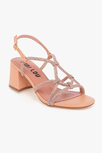 Sandalo in pelle con strass - 4