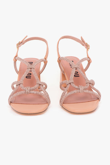 Sandalo in pelle con strass - 5