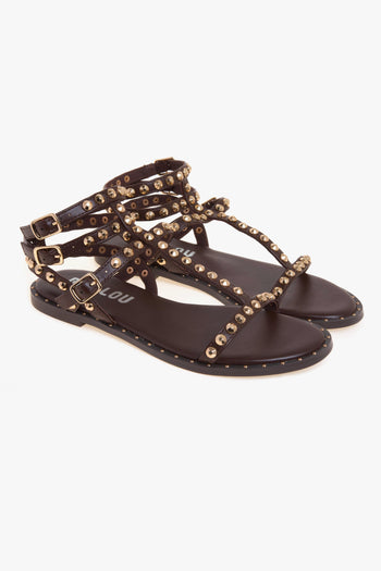 Sandalo flat in pelle con borchie - 2