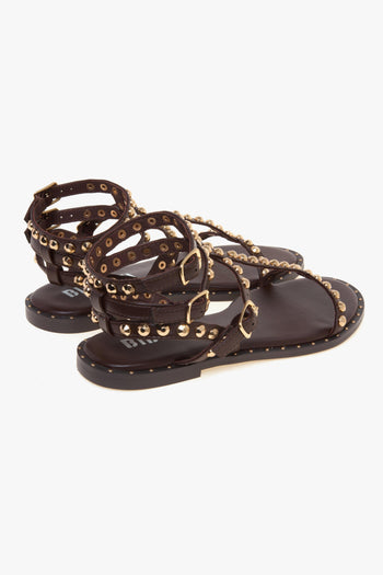 Sandalo flat in pelle con borchie - 3