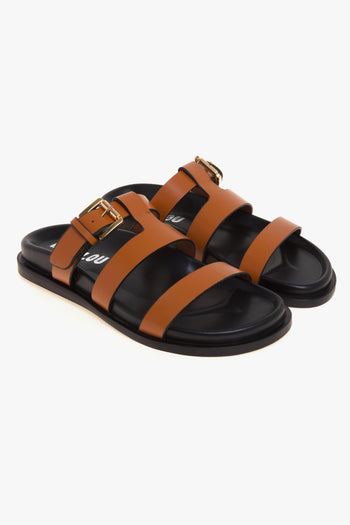 Sandalo flat in pelle con fussbett e tirpla fascia - 2