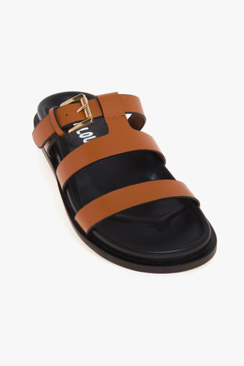 Sandalo flat in pelle con fussbett e tirpla fascia - 4