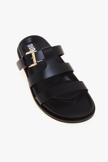 Sandalo flat in pelle con fussbett e tirpla fascia - 4