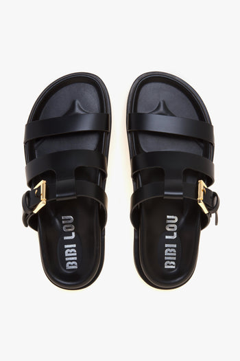 Sandalo flat in pelle con fussbett e tirpla fascia - 5