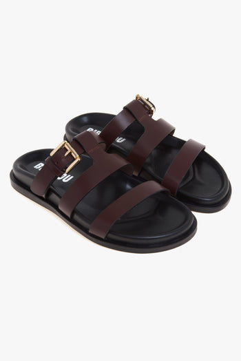 Sandalo flat in pelle con fussbett e tirpla fascia - 2