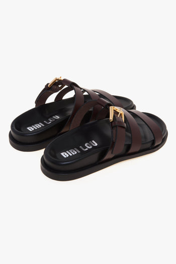 Sandalo flat in pelle con fussbett e tirpla fascia - 3