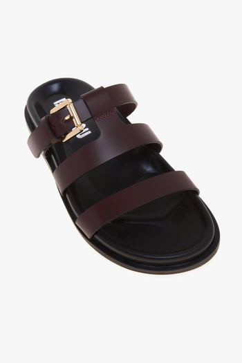 Sandalo flat in pelle con fussbett e tirpla fascia - 4