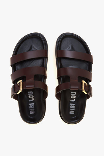Sandalo flat in pelle con fussbett e tirpla fascia - 5