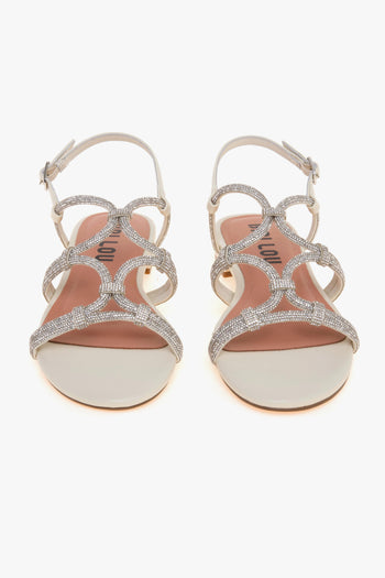 Sandalo basso in pelle con tomaia full-strass - 5