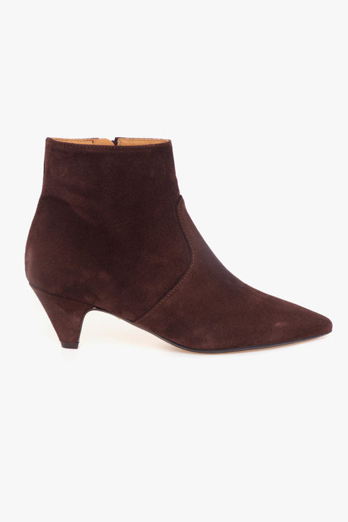 Tronchetto . in camoscio con tacco a cono 50 mm